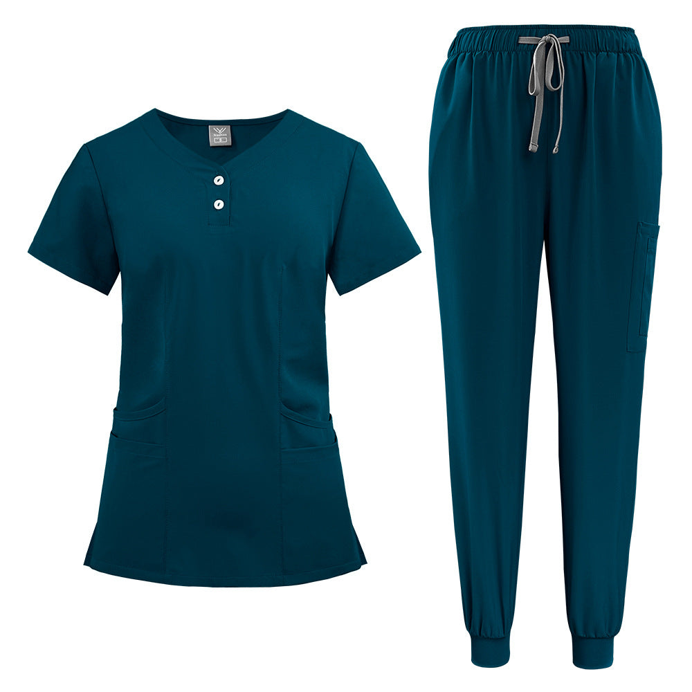 Elastic Button Casual Doctor Nurse Hospital Work Clothes Uniform