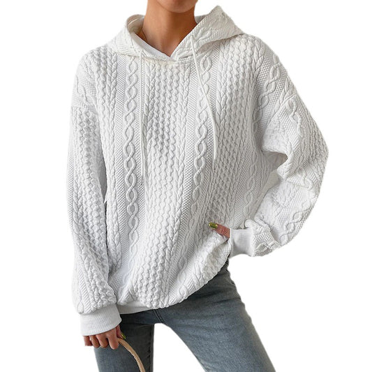 Autumn Casual Style Jacquard Hooded Long Sweaters