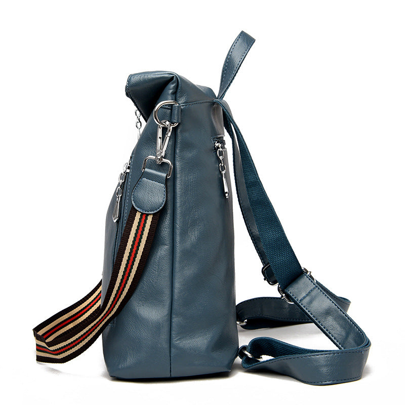Women's Password Soft Leather Large Capacity Backpacks