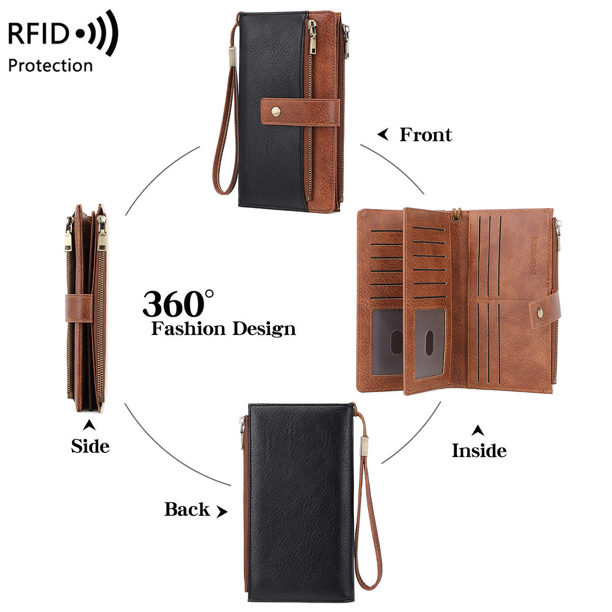 Women's Retro Fashion Clutch Multiple Slots Long Ladies Wallet
