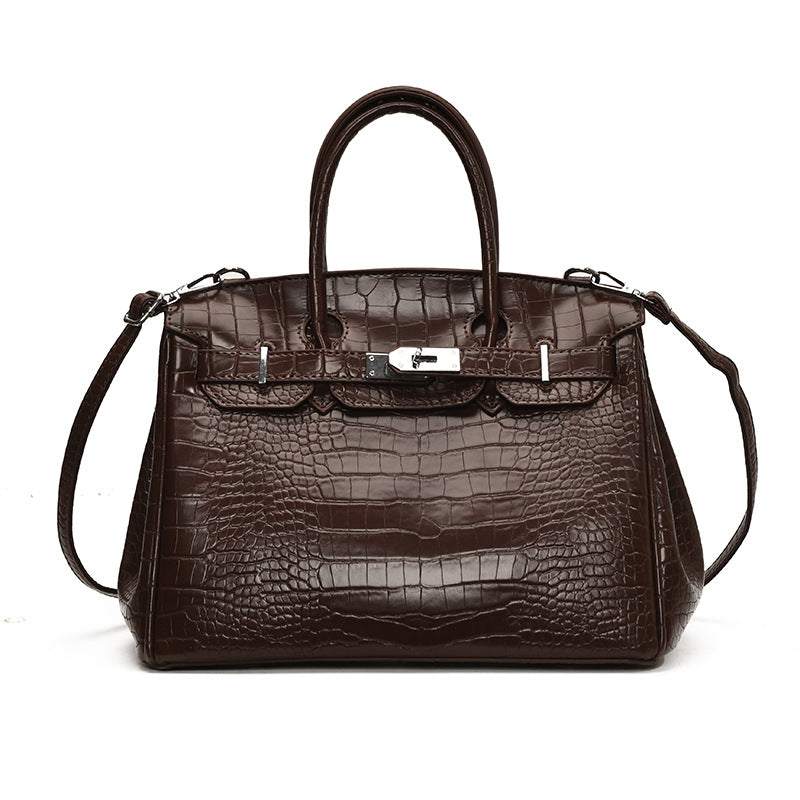Women's High-grade Crocodile Pattern Portable Platinum Practical Tote Bags