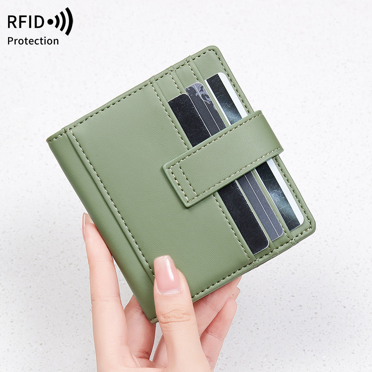Women's Compact Portable Swiping Short Solid Color Coin Purses