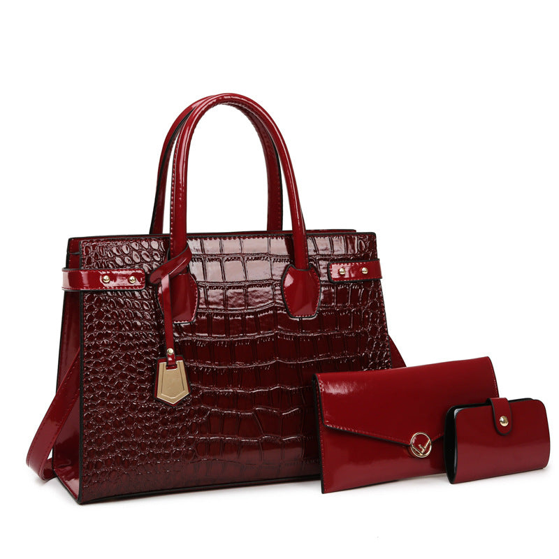Retro Three-piece Set Mother Crocodile Texture Shoulder Bags