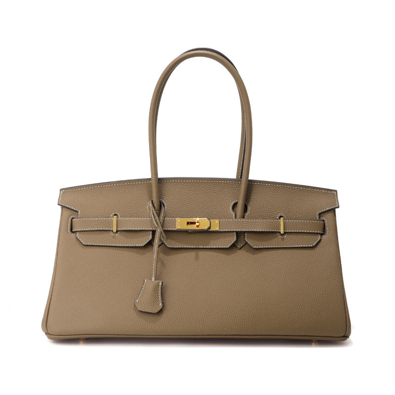 Women's Horizontal Top Layer Cowhide Leather Large Capacity Women's Handbag