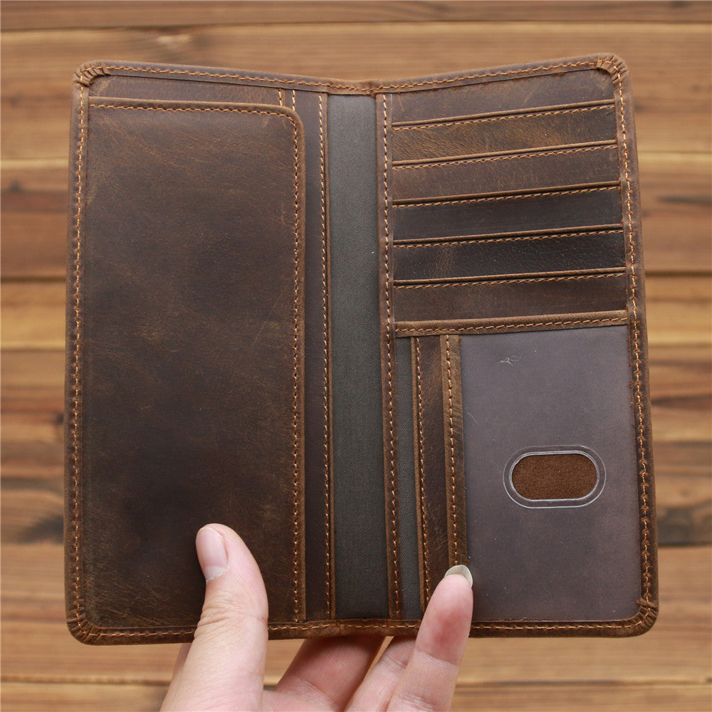 Men's Horse Leather Long First Layer Cowhide Men's Wallets