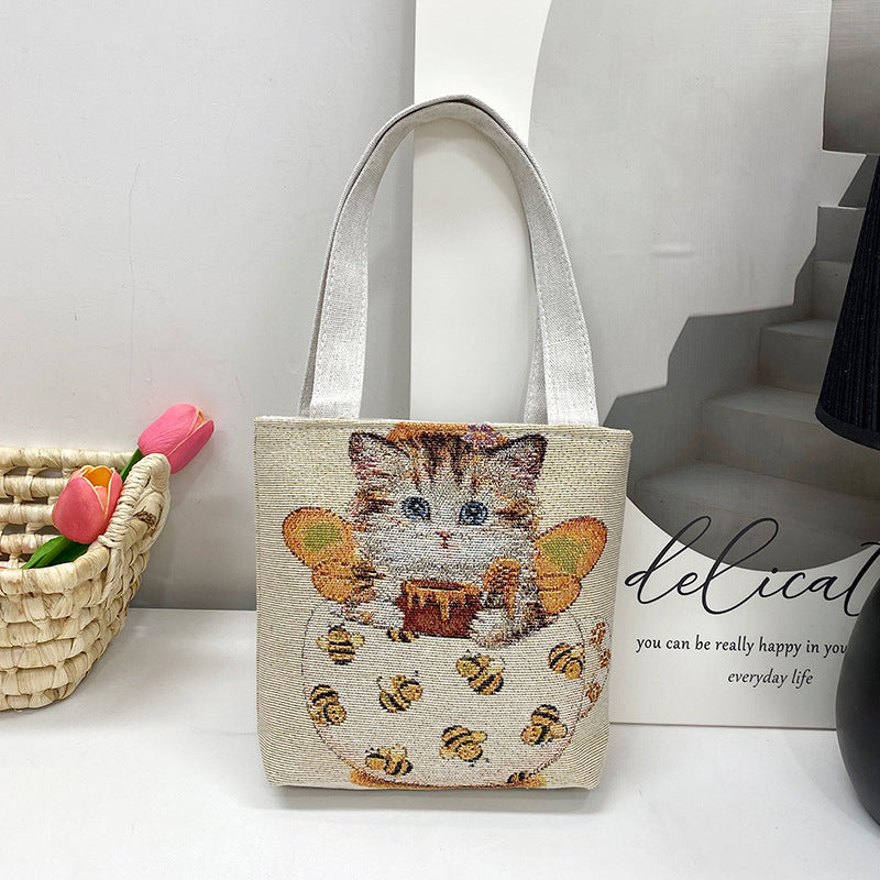 Women's Ethnic Style Elephant Embroidery Woven Flower One Women's Shoulder Bag