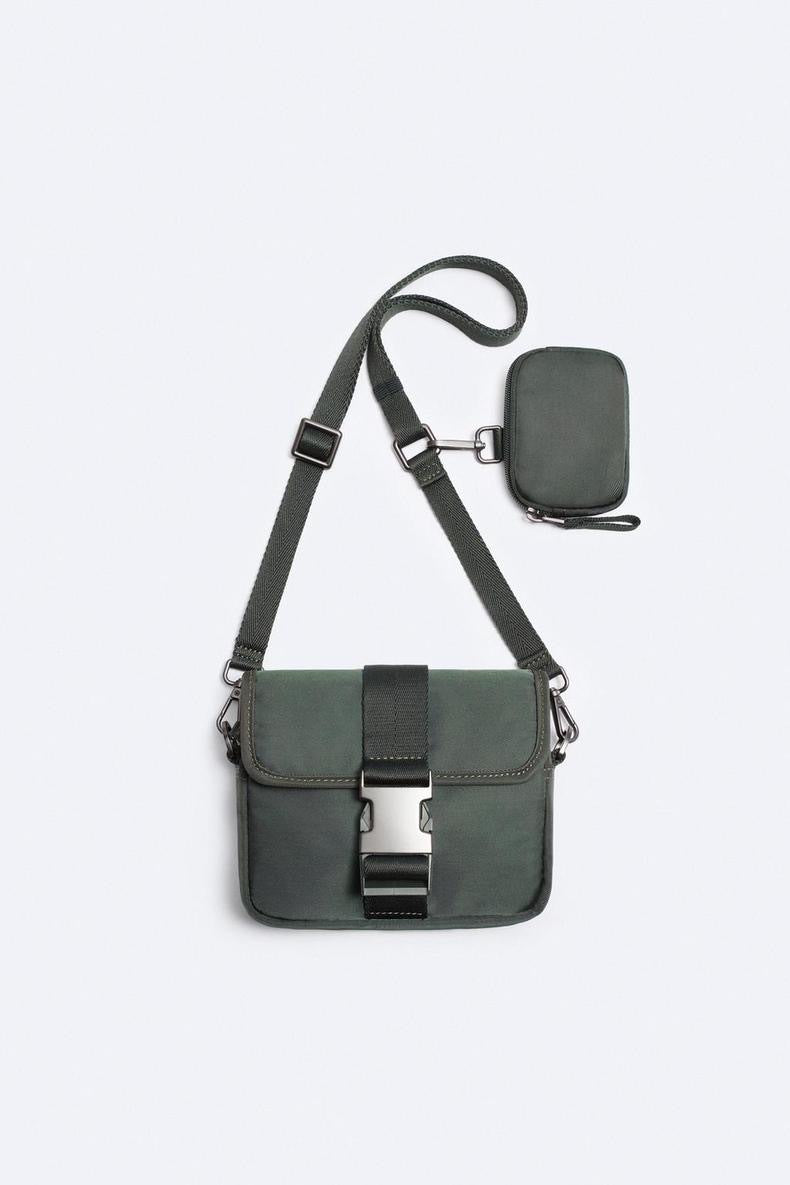 Men's Trendy Black Two-piece Leisure Mini Nylon Men's Messenger Bags