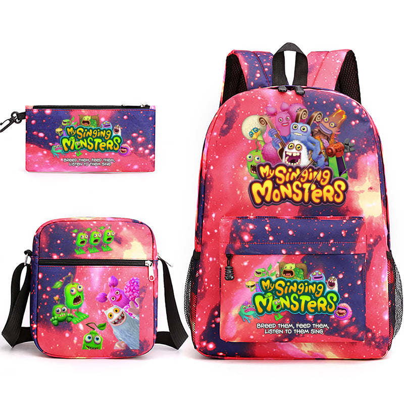 Game Monster Concert Pencil Three-piece Set Backpacks