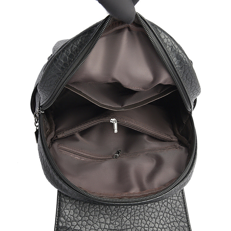 Women's Kangaroo Leather Litchi Pattern Lightweight Large Backpacks