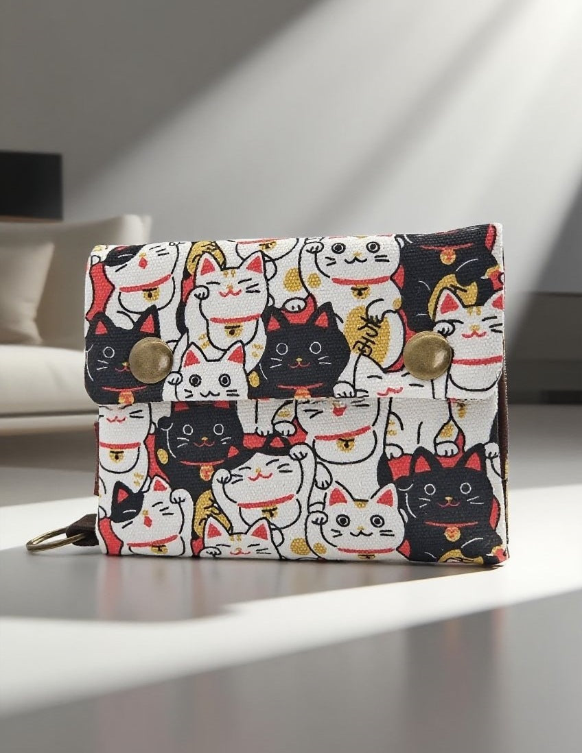 Women's & Men's Creative Cartoon Printing Denim Canvas Simple For Ladies Wallet