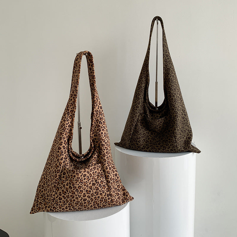 Autumn Retro Leopard Print Fashion Versatile Canvas Large Bags