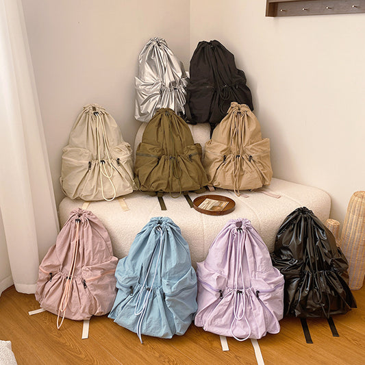 Leisure Artistic Canvas Fashionable Pleated Nylon Backpacks