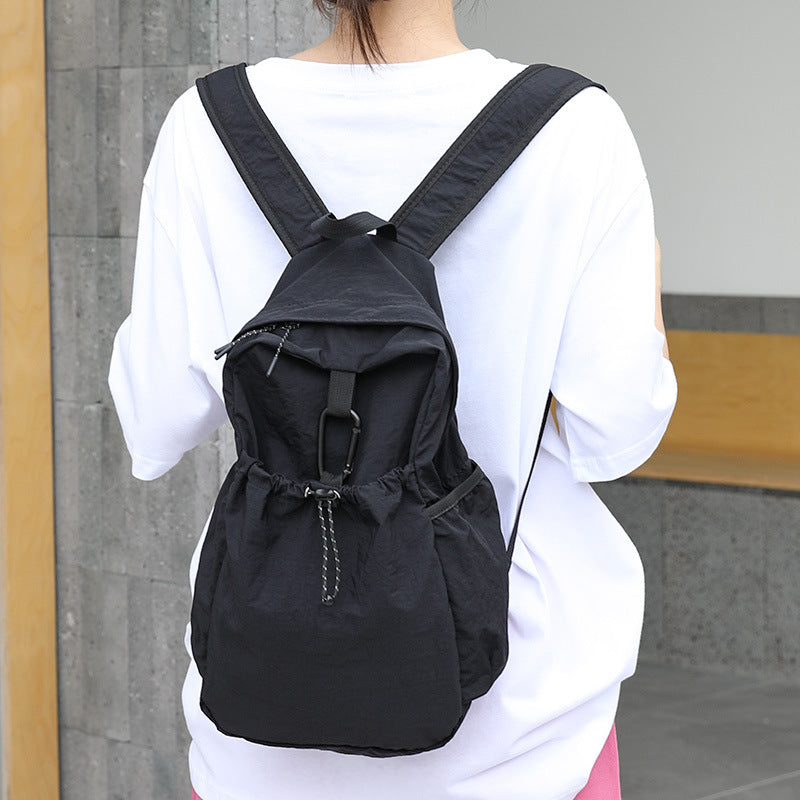 Women's Artistic Nylon Fashionable Pleated Contrast Color Backpacks