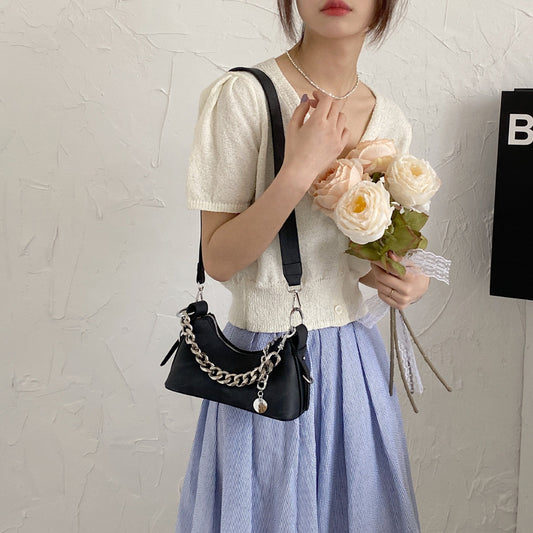 Women's Fashionable Denim Simple Moon Chain Underarm Crossbody Bags
