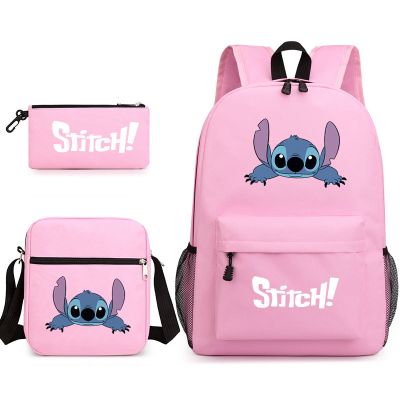 Star Stitch Pencil Black Three-piece Set Backpacks
