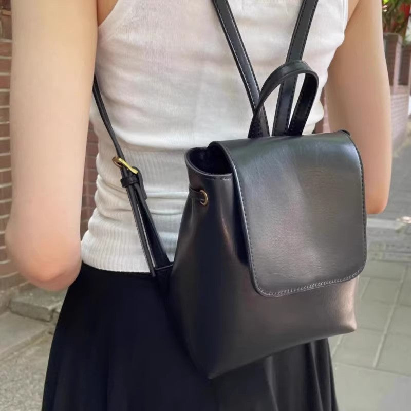 Graceful Durable Retro Brown Drawstring Texture Backpacks