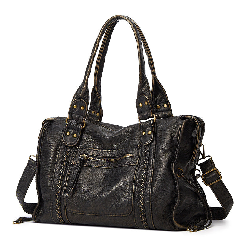 Retro Distressed Waste Soil Style Worn Looking Washed-out Women's Shoulder Bag