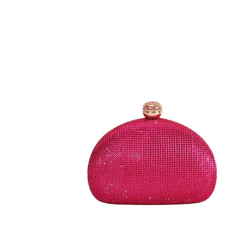 Light Luxury Double-sided Rhinestone Semicircle Clutch Party Wedding Banquet Evening Bags