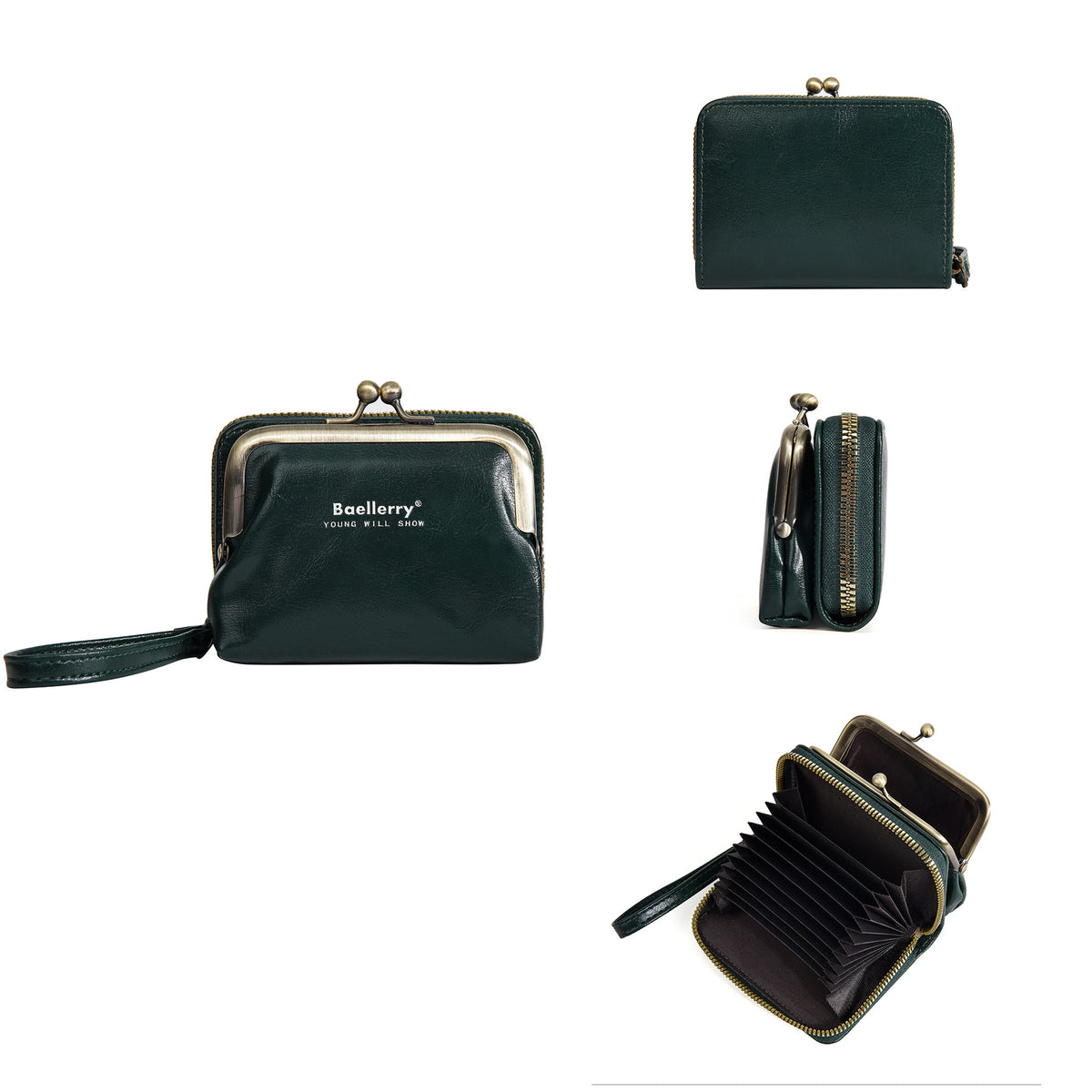 Women's Wax Leather Multiple Slots Expanding Mini Card Holder