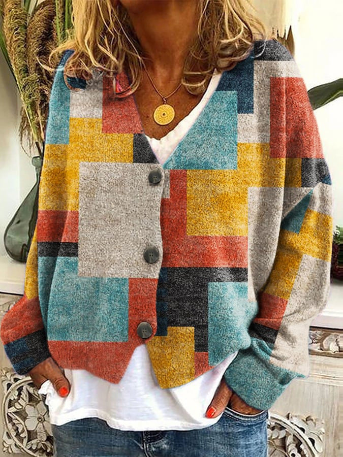 Stylish Christmas Abstract Printing Casual Cloak Sweaters