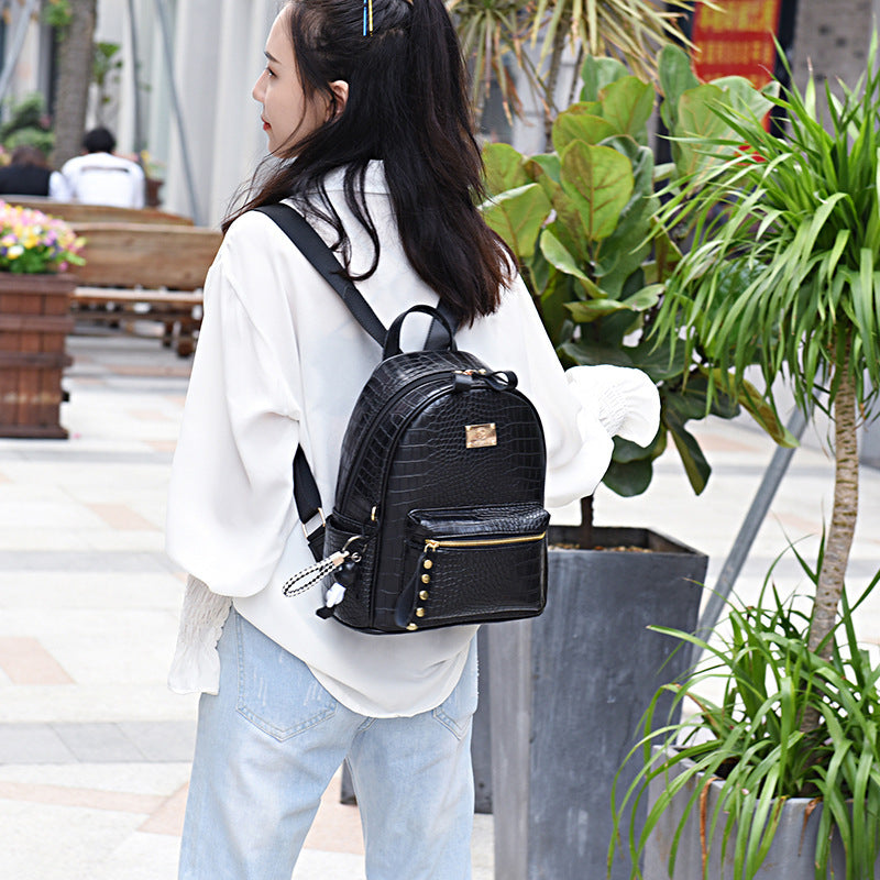 Women's Korean Fashionable Leather Large Capacity Backpacks