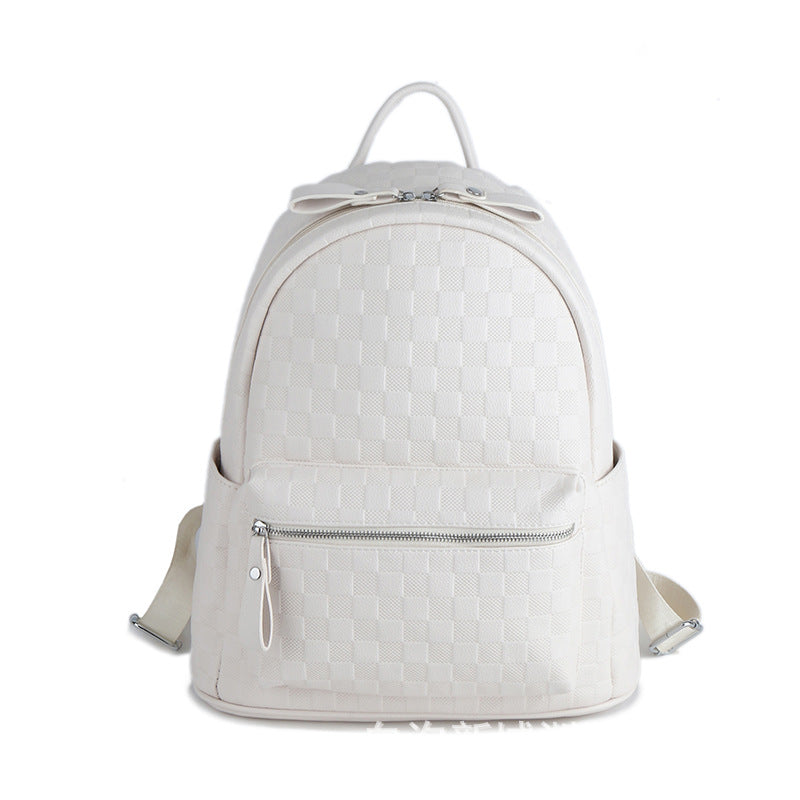 Women's Fashion Large Capacity Embossing Plaid Soft Backpacks