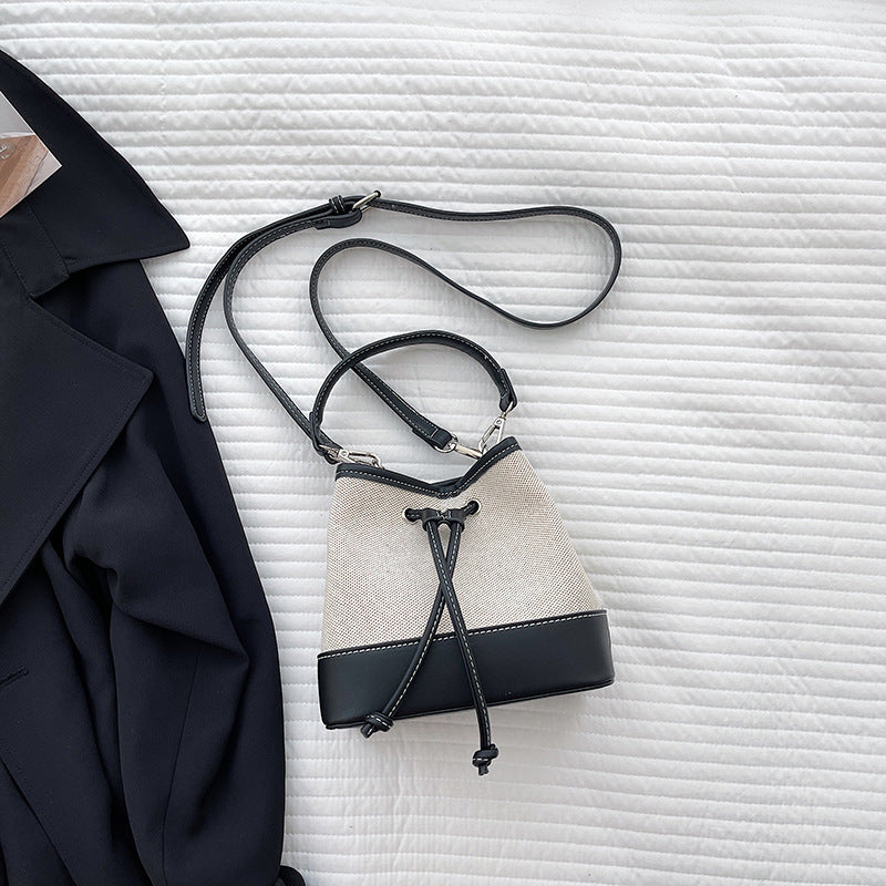 Women's Korean Style Canvas Artistic Stitching Design Crossbody Bags