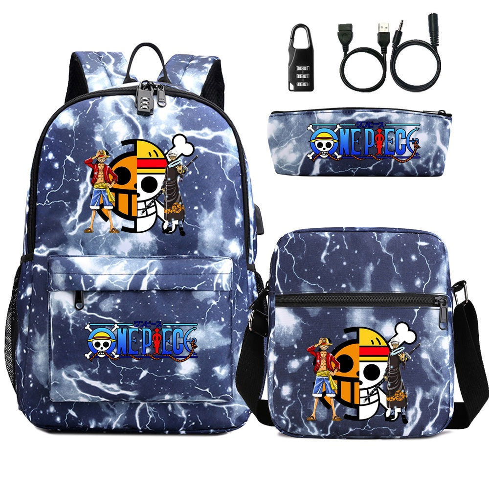 Women's & Men's & Cartoon One Piece Password Pencil Middle School Students' Schoolbags