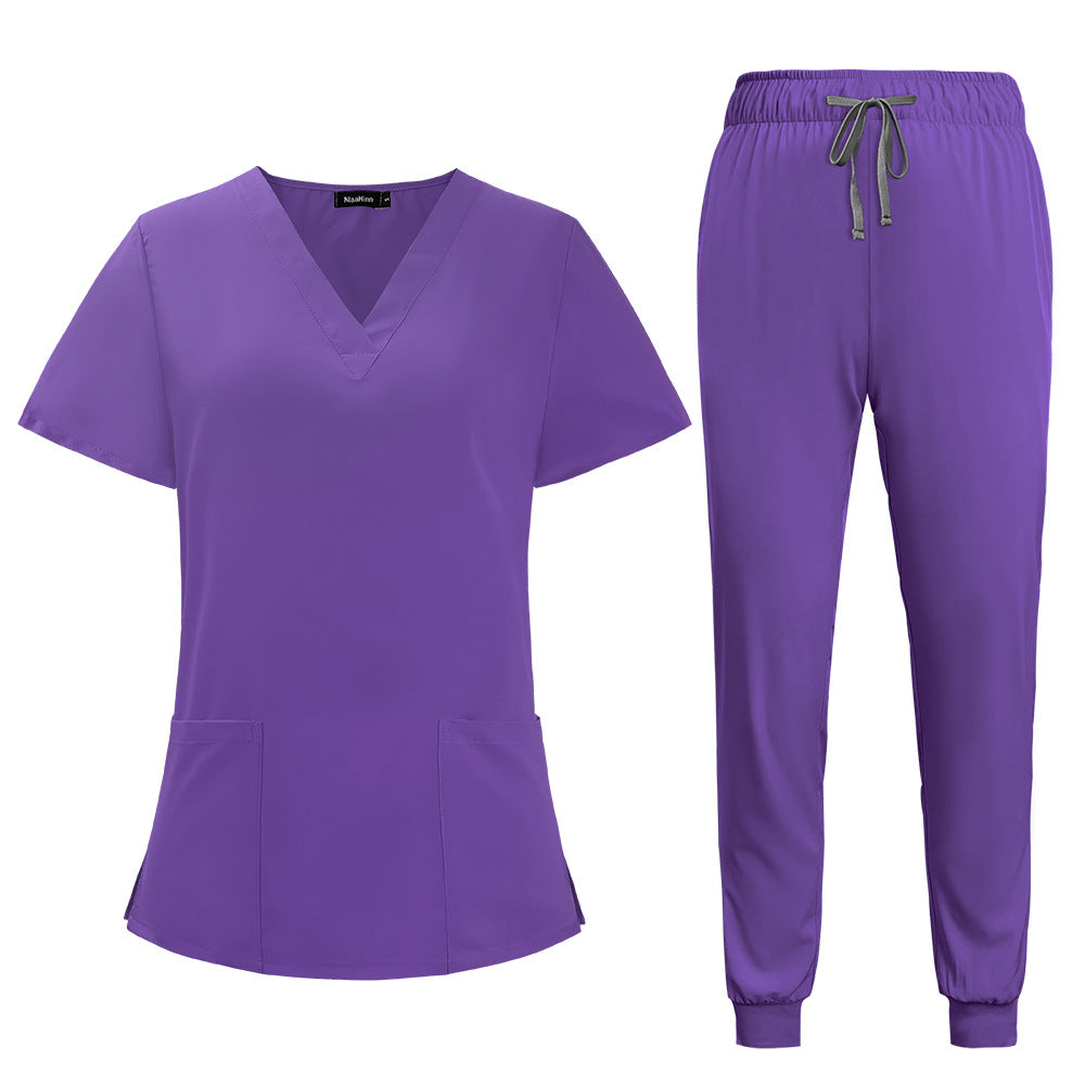 Women's & Men's & Simple Casual Hand Washing Solid Uniform
