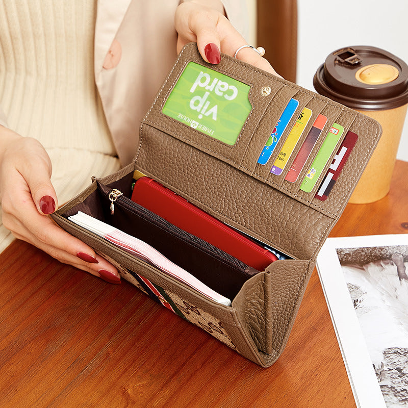Mobile Integrated Long Simple Folding Female Card Holder