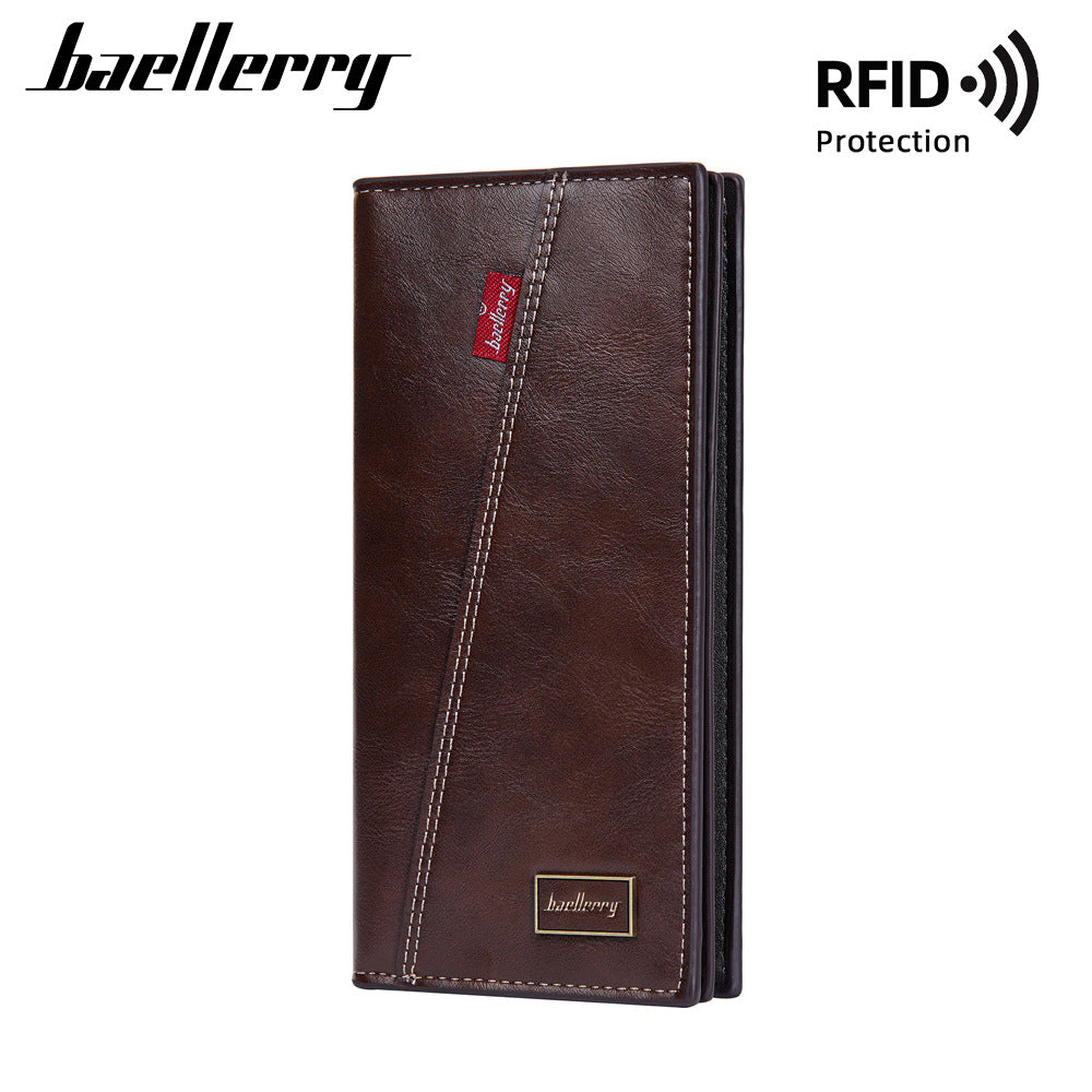 Men's Long Retro Multiple Slots Open Thin Men's Wallet