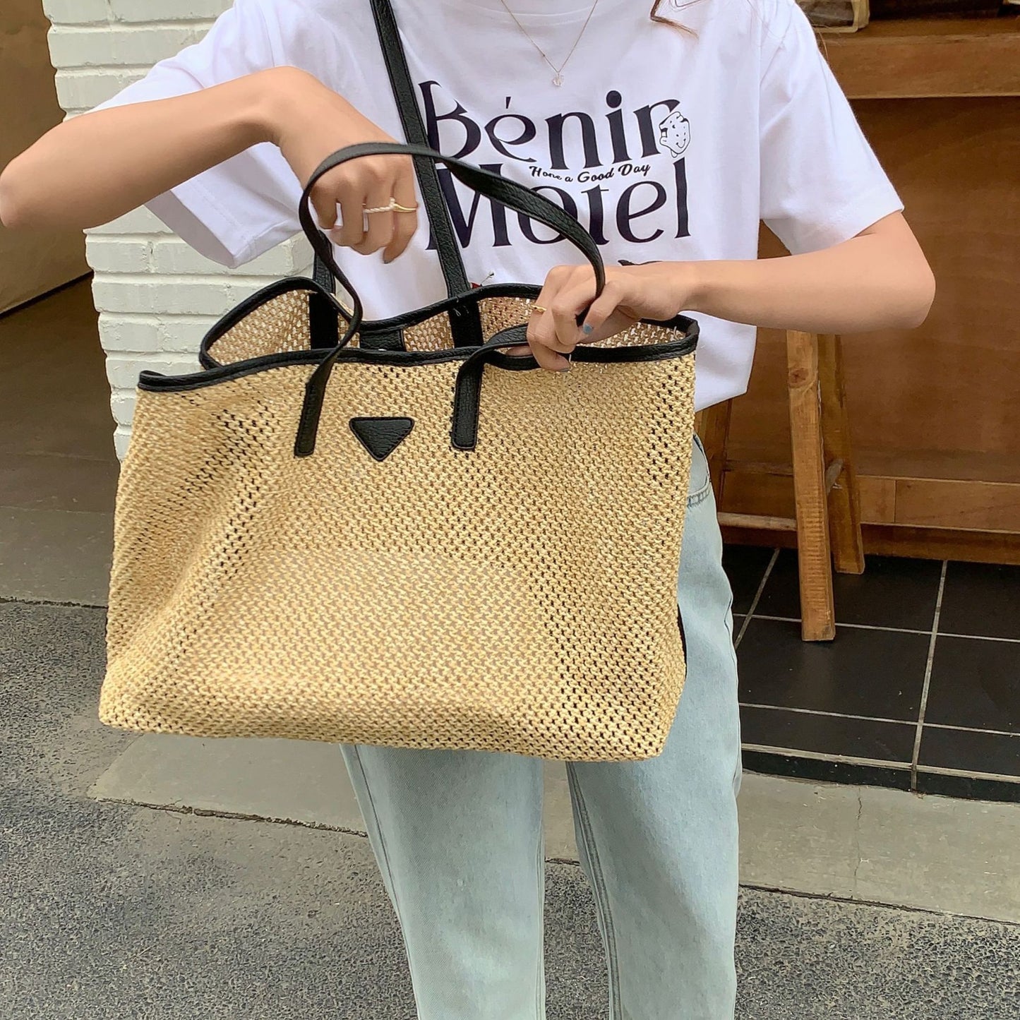 Women's Korean Straw Plaited Large Capacity For Design Woven Shoulder Bags