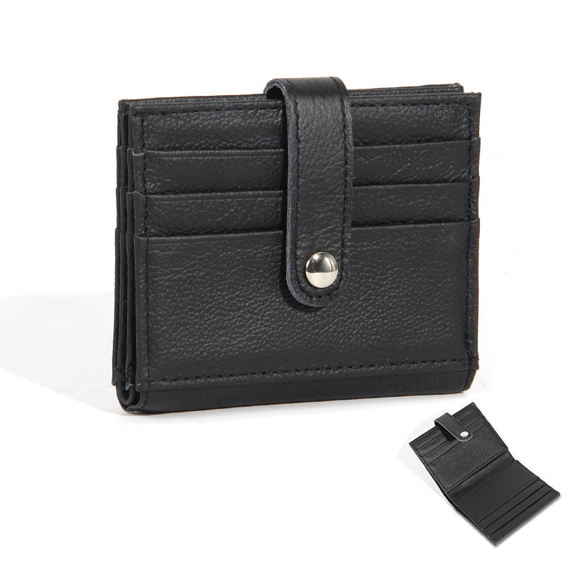 Women's First Layer Cowhide Korean Simple Short Two Ladies Wallet