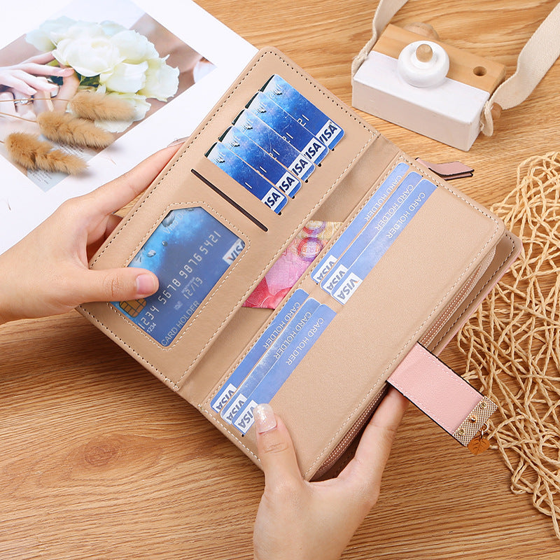 Women's Korean Long Fashion Clutch Hollow Leaves Zipper Bags