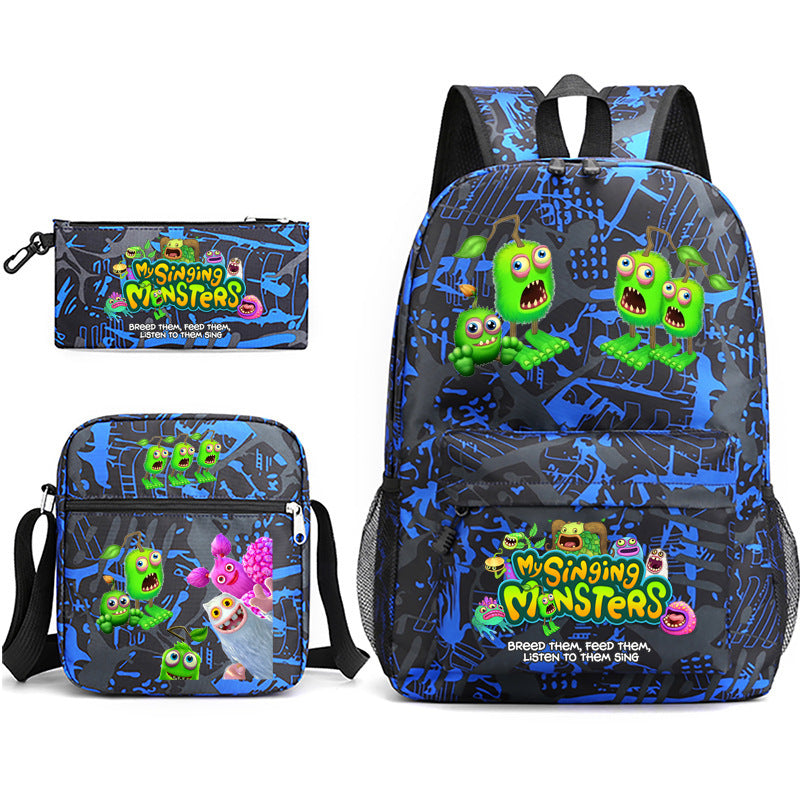 Game Monster Concert Pencil Three-piece Set Backpacks