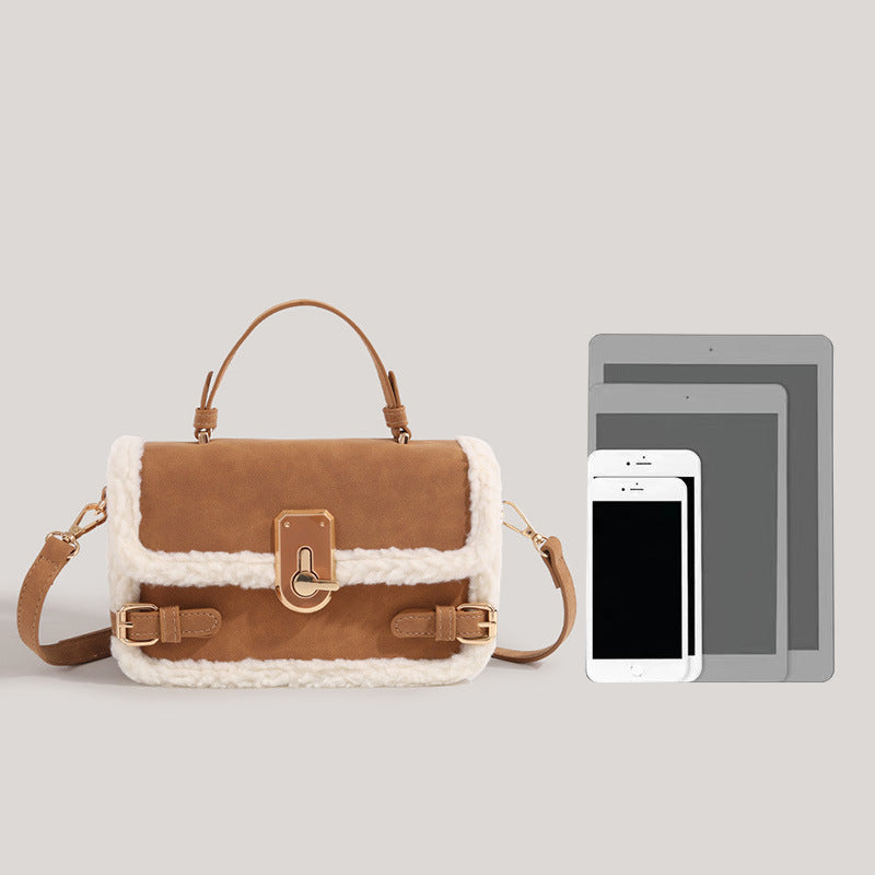 Women's Wool Plush High Sense Matte Stitching Women's Shoulder Bag