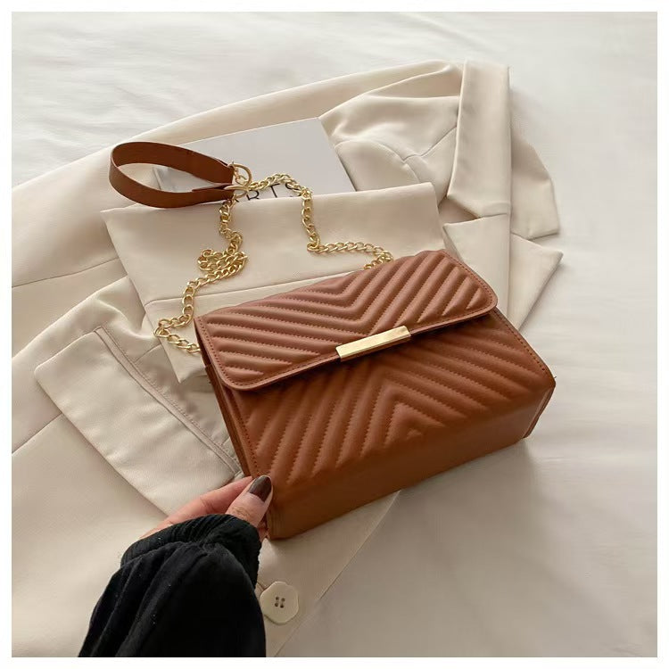 Indentation Diamond Quilted Fashion Simple Autumn Retro Textured Women's Shoulder Bag