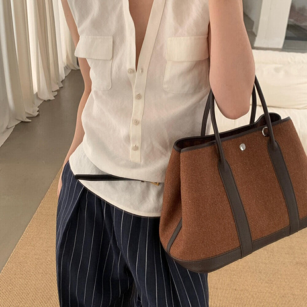 Vintage Woolen Top Layer Cowhide Large Capacity Handbags