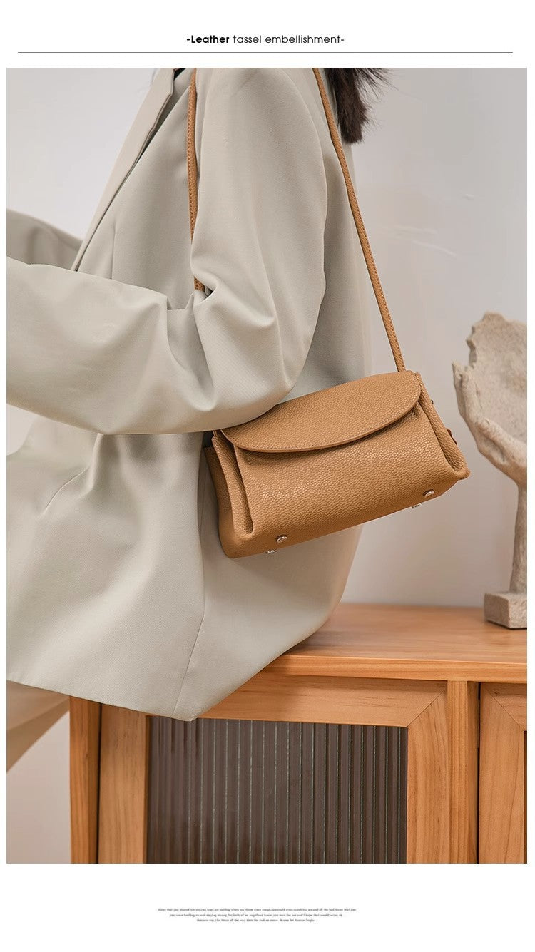 Women's Fashion Cattle Leather Design Pleated Elephant Crossbody Bags