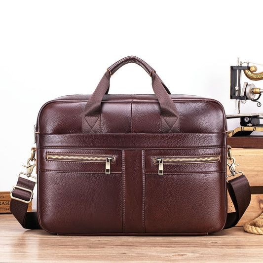 Men's First Layer Cowhide Business Portable Notebook Laptop Bags