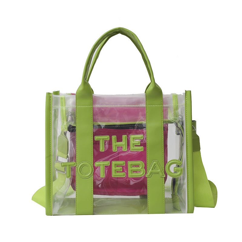 Women's Fashion Transparent Letter Beach Large Capacity Bags