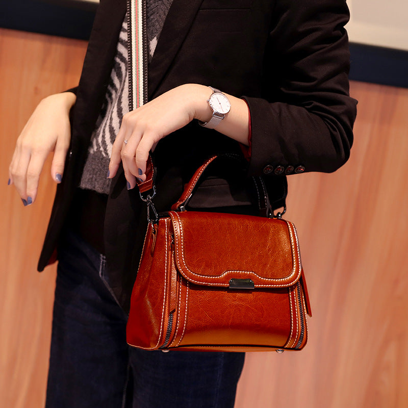 Women's Genuine Leather Fashion Advanced Texture Small Square Bags
