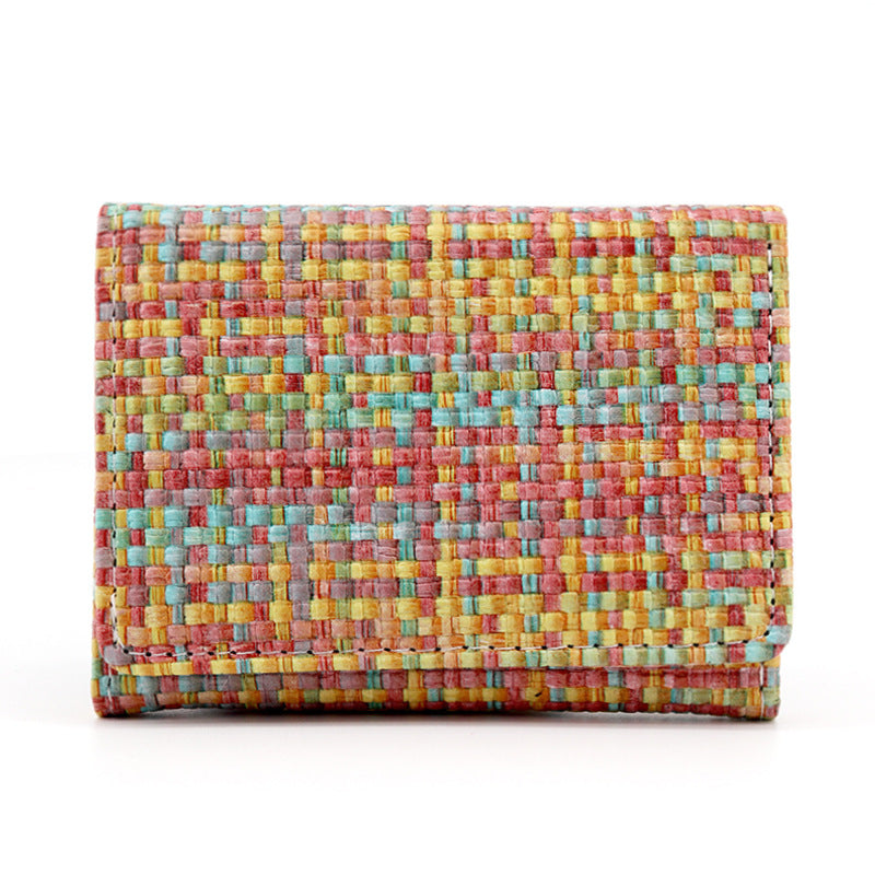 Women's Straw Pattern Folding Large Capacity Lady's Ladies Wallet