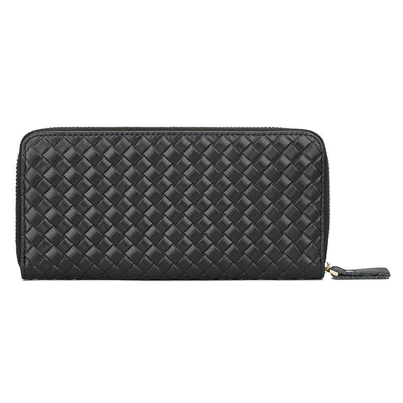 Genuine Leather Woven Embossed Source Long Clutch Men's Wallets