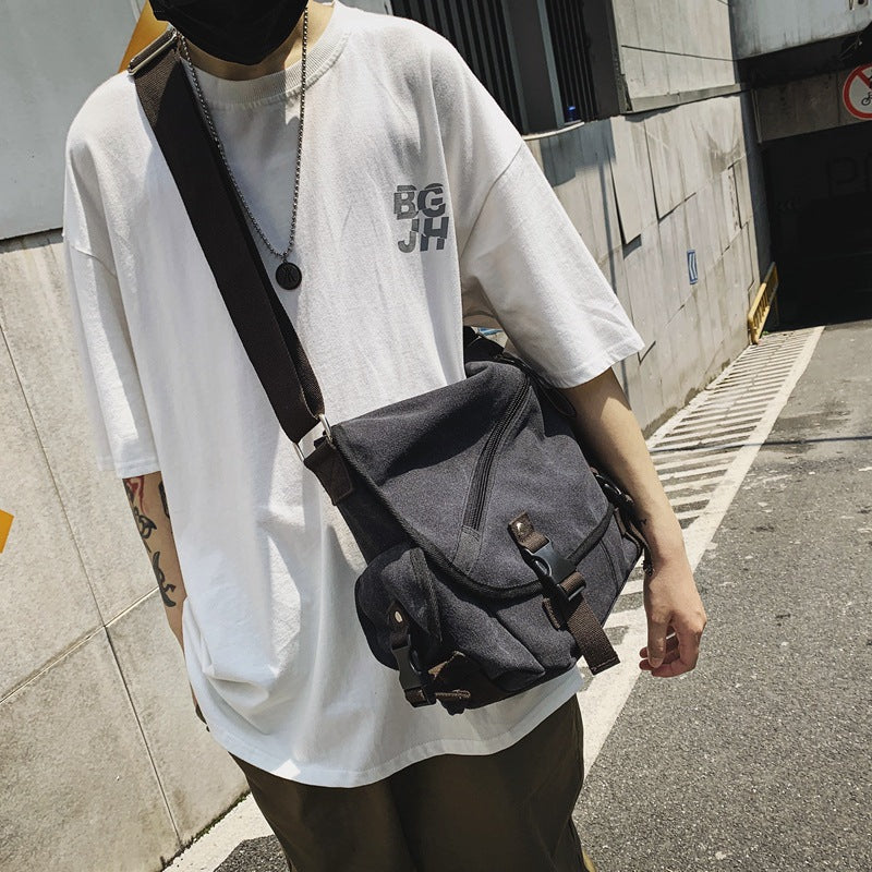 Men's Large Capacity Washed Canvas Trendy Cool Bags