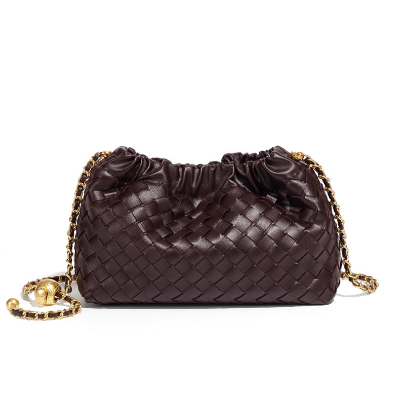 Women's Pleated Cloud Fashion Golden Ball Hand-woven Bags