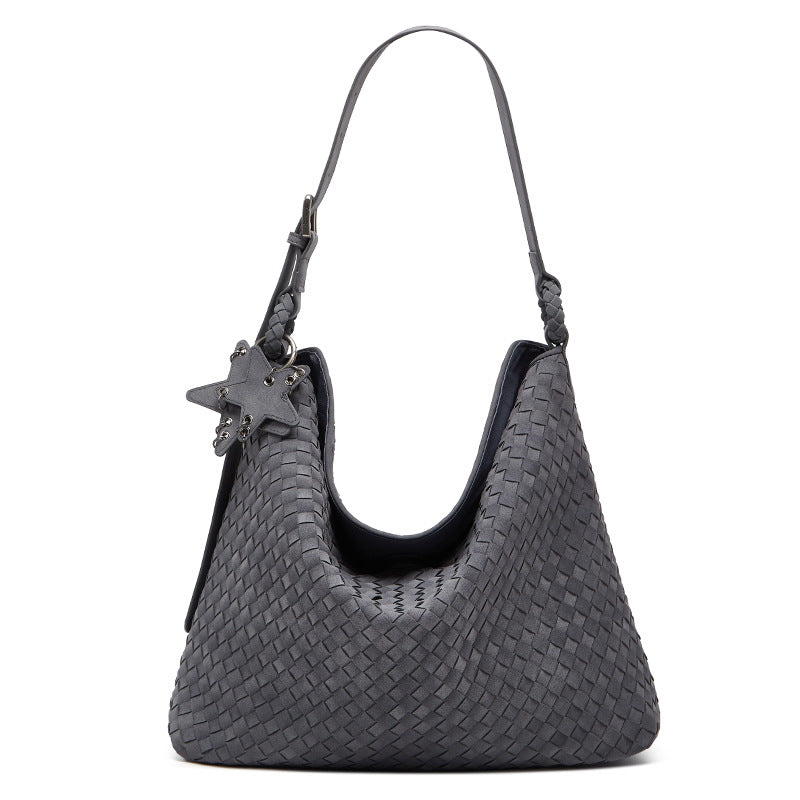 Women's Suede Frosted Woven Commute Portable Tote Bags