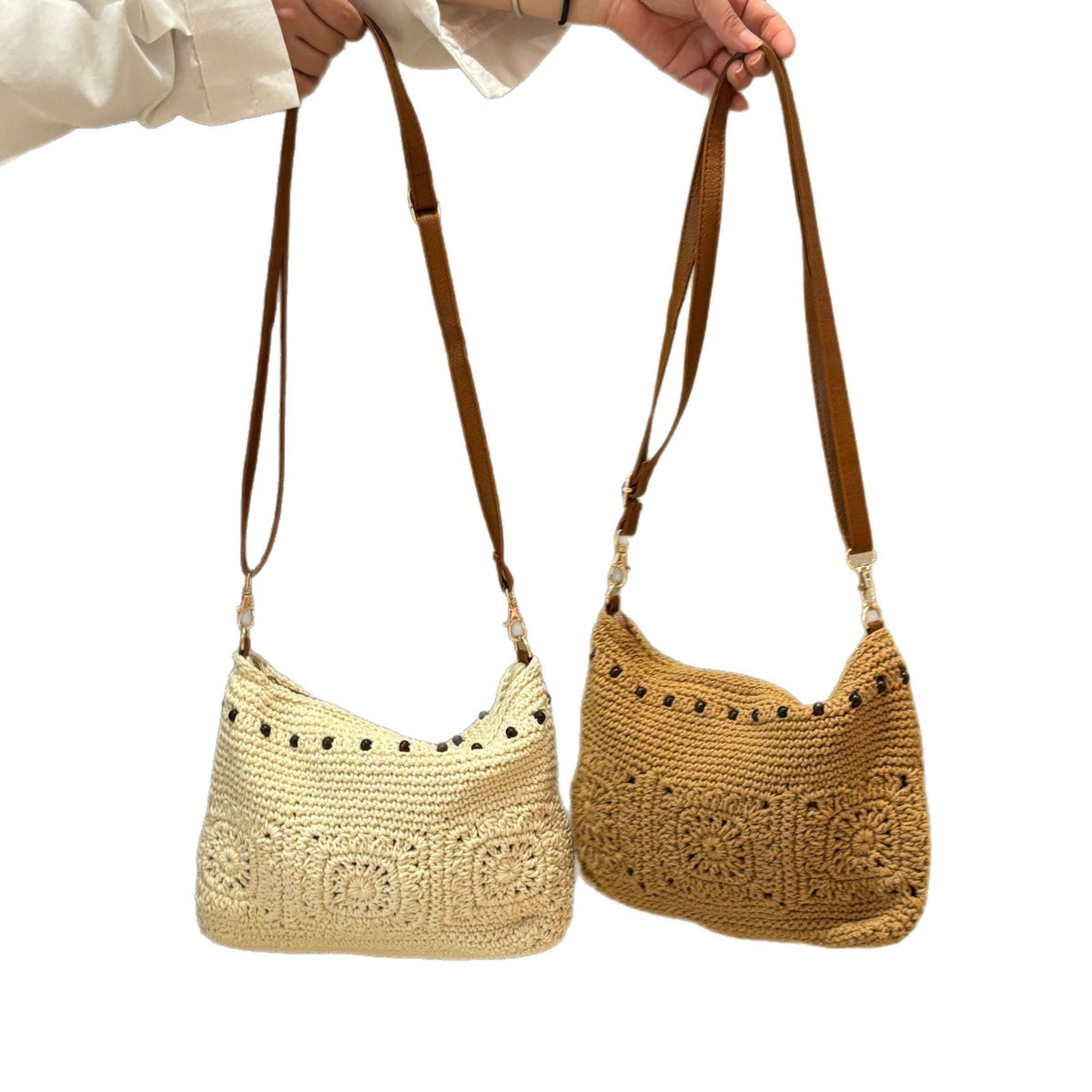 Women's Summer Cotton Thread Woven Large Capacity Ethnic Style Seaside Bags