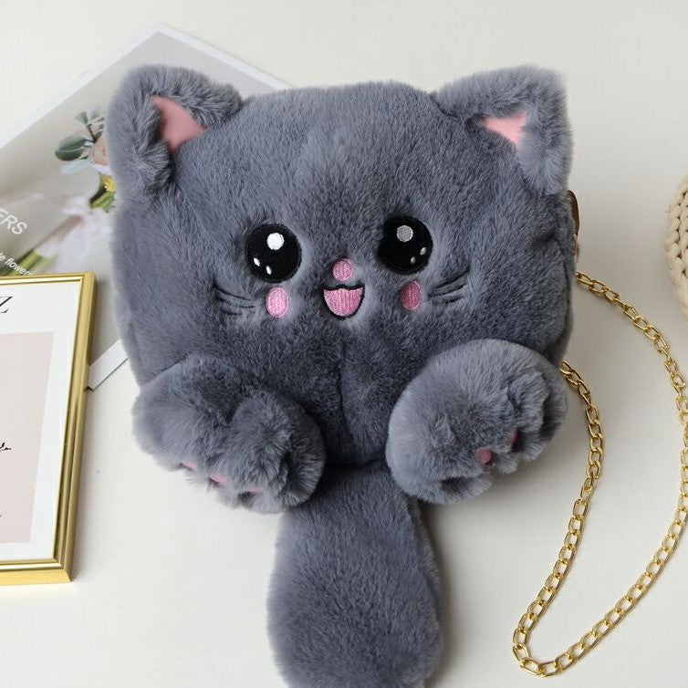 Women's Cute Cat Cartoon Plush High-grade Women's Messenger Bag