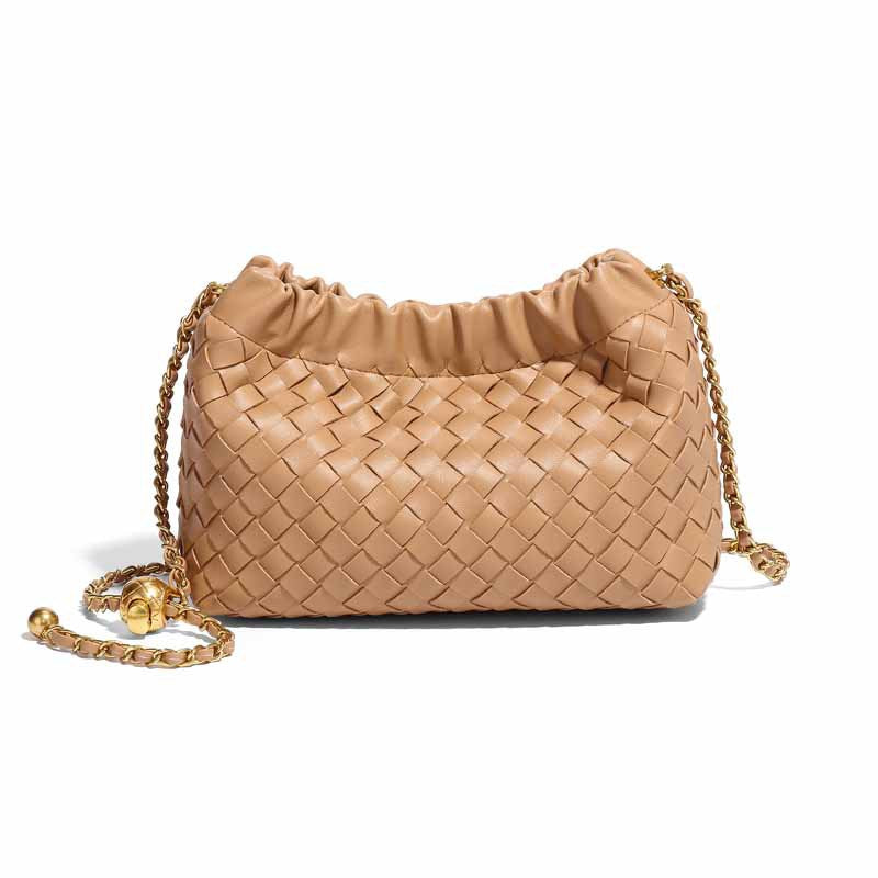Women's Pleated Cloud Fashion Golden Ball Hand-woven Bags